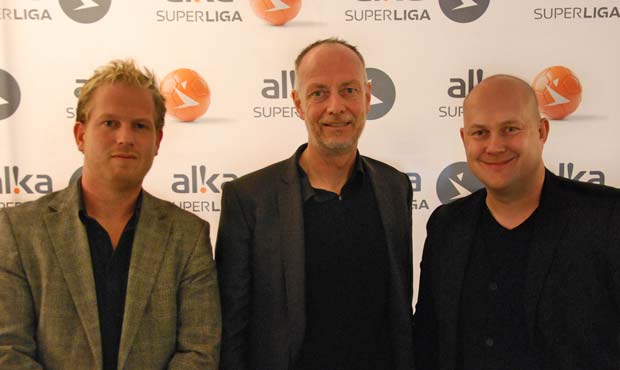 Chefredaktør for Magasinet Alka Superliga Michael Ravn, direktør i Superligaen A/S Claus Thomsen og adm. direktør Lars Guldager Dyhr fra Dyhr Sports Media. 