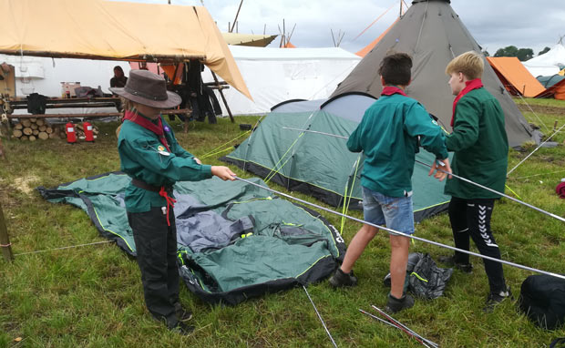 Skovlund KFUM Spejdere er ankommet til lejren i Sønderborg