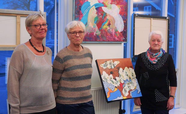 Lis Laursen, Inger Zeuthen Løkkegaard og Inger Dahl Nielsen tre af de fem udstillere i Det Kreative Hus