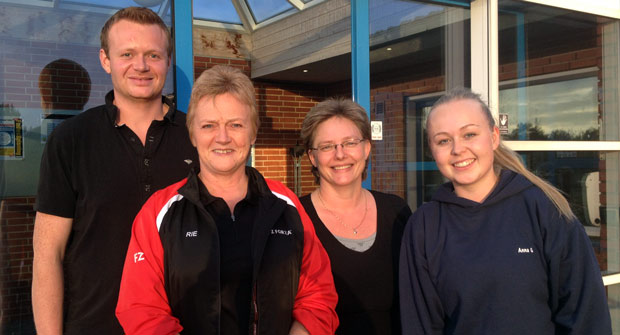 Trænere i badmintonklubben: Jesper, Rie, Birgitte og Anna