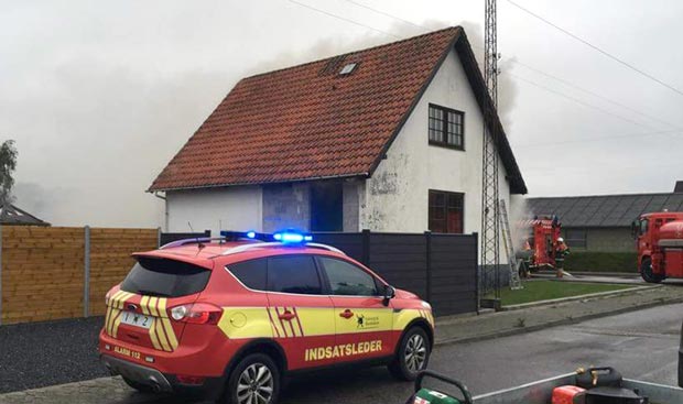 Brand i hus på Allégade/Nygade i Ansager