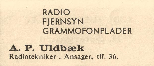 Annonce fra den 3. juni 1957 indrykket af Anton Uldbæks Radio og TV i programmet for en sangaften på hotellet
